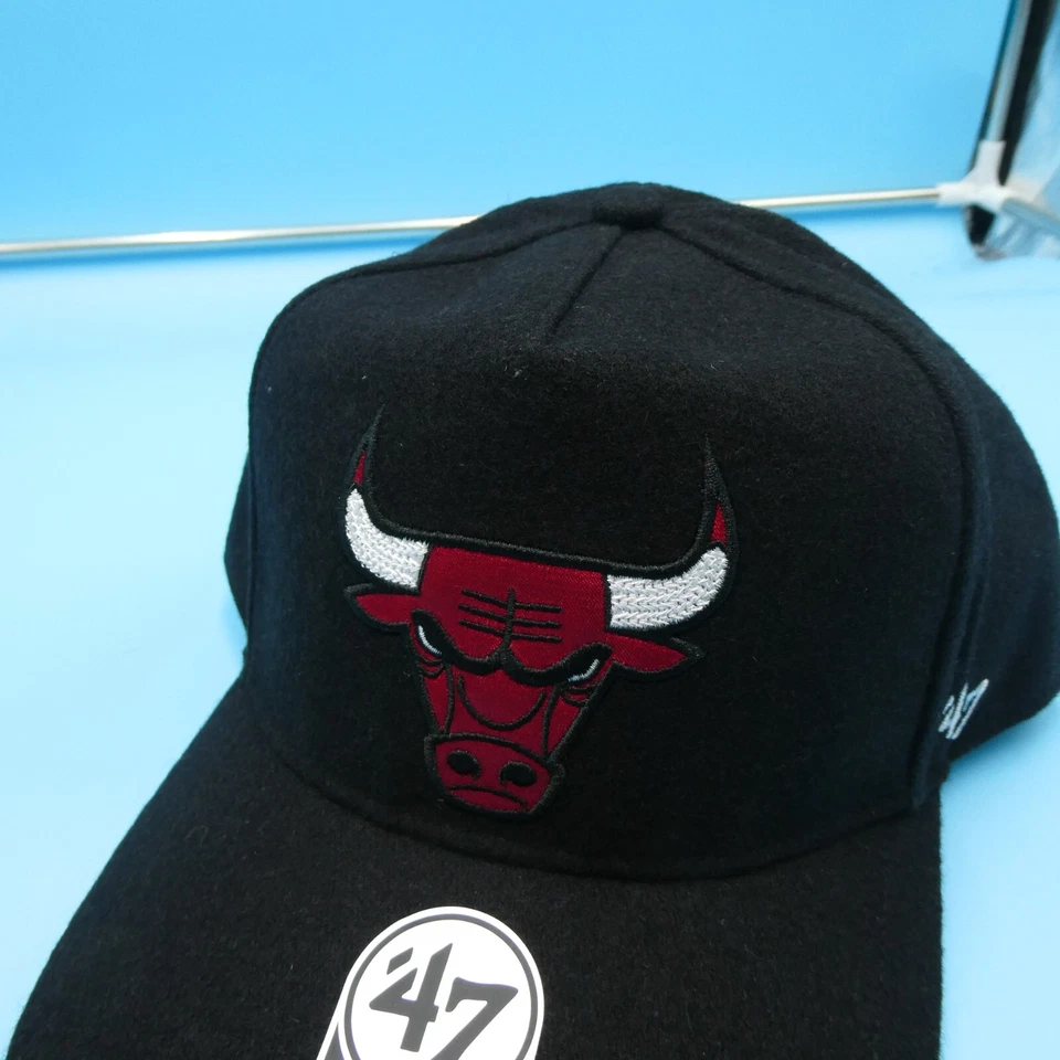 Chicago Bulls Sombrero Para Hombres Snapback Negro Mezcla de Lana '47 Marca Streetwear NBA Nuevo Foto 3 de 4