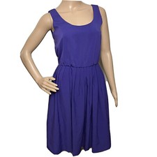 Calvin Klein Dress Size 2 Sleeveless Purple Pleated Zipper Knee Length