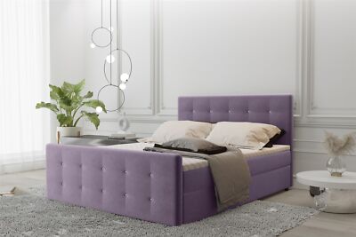 Boxspringbett Schlafzimmerbett MAURO 200x220cm Stoff Soro Lila inkl.Bettkasten