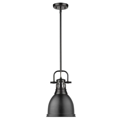 Golden Lighting Duncan 1-Light Black Pendant and Rod with Matte Black Shade - Picture 2 of 4