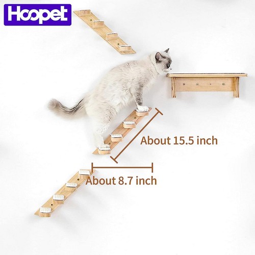 HOOPET Wall Mounted Cat 4 Steps Shelve Indoor for Climbing (Left to Right) - Picture 1 of 5