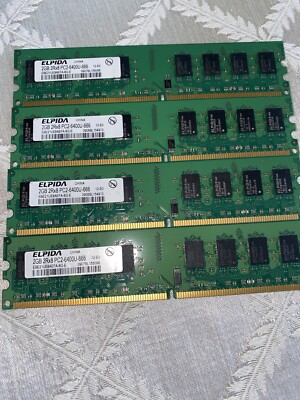 ELPIDA 2GB 2RX8 PC2-6400U-666 EBE21UE8AFFA-8G-E LOT OF 4