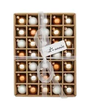 Kat + Annie Glass Ornament set 35 Count Shimmering Metallics, NEW