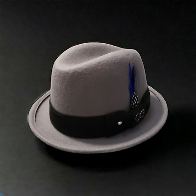 Mens Wool Gray lowrider center crease hat fedora stingy brim Mens Wool Gray lowrider center crease hat fedora stingy brim
