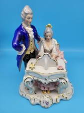 Sandizell Hoffner Dresden N Corona Porcelana Volantes Encaje Hombre Mujer Tocando el Piano