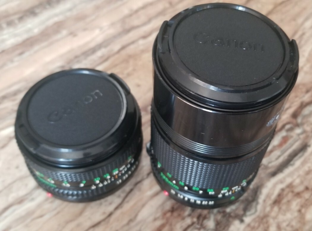 Canon FD 135mm 1:3.5 / 50mm 1:1.8 Vintage Canon lens Made in Japan