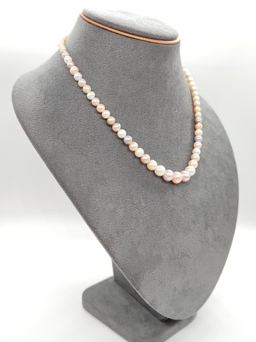 Genuine 18" Candy Color 8mm Pearl Necklace Beads 14ct Gold Clasp Lab Diamonds - Picture 7 of 18