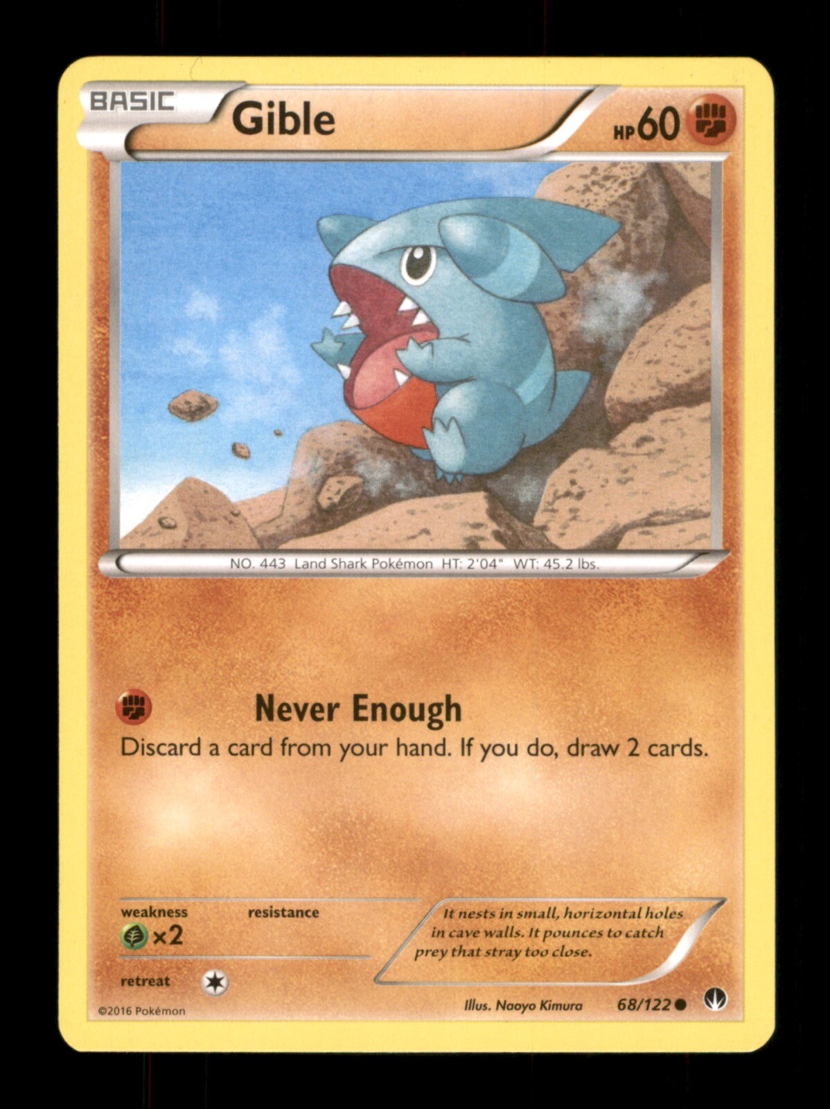 Gible 68/122 Regular Nintendo  Pokemon Trading Card TCG 