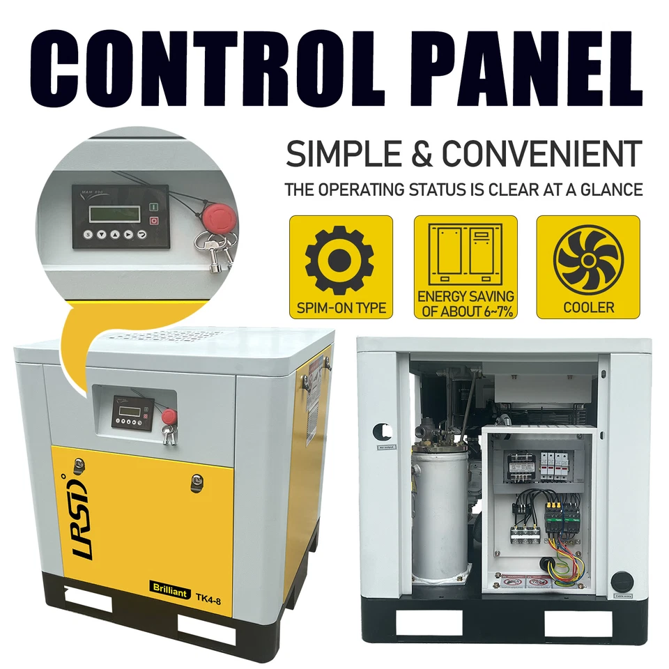 Compresor de aire de tornillo rotativo trifásico 208V-230V 5,5Hp 4KW 125 psi 21 cfm industria Foto 3 de 4