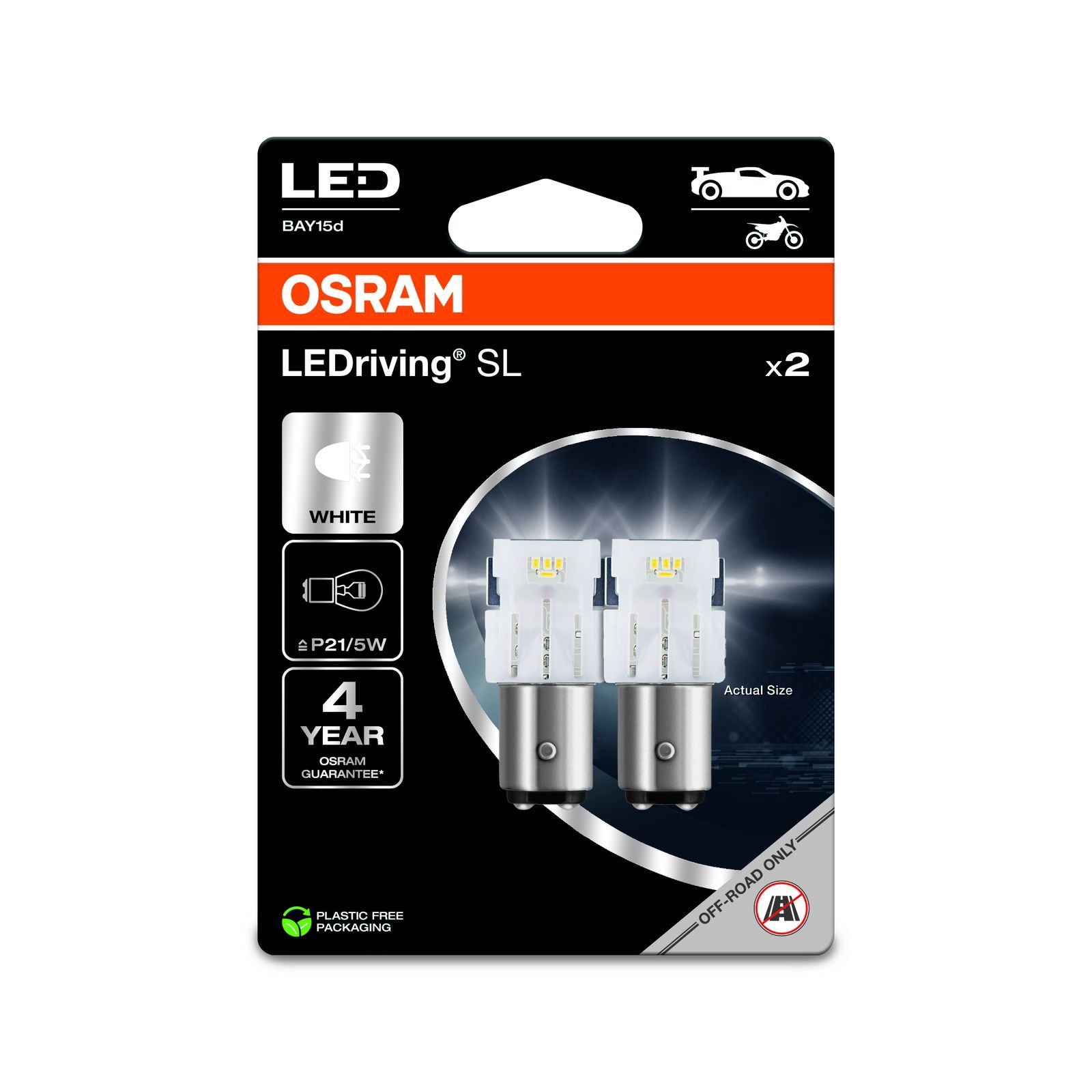OSRAM LEDriving SL LED P21/5W 6000K Cool White Car Bulb (Twin) BAY15d | 12V - Image 5
