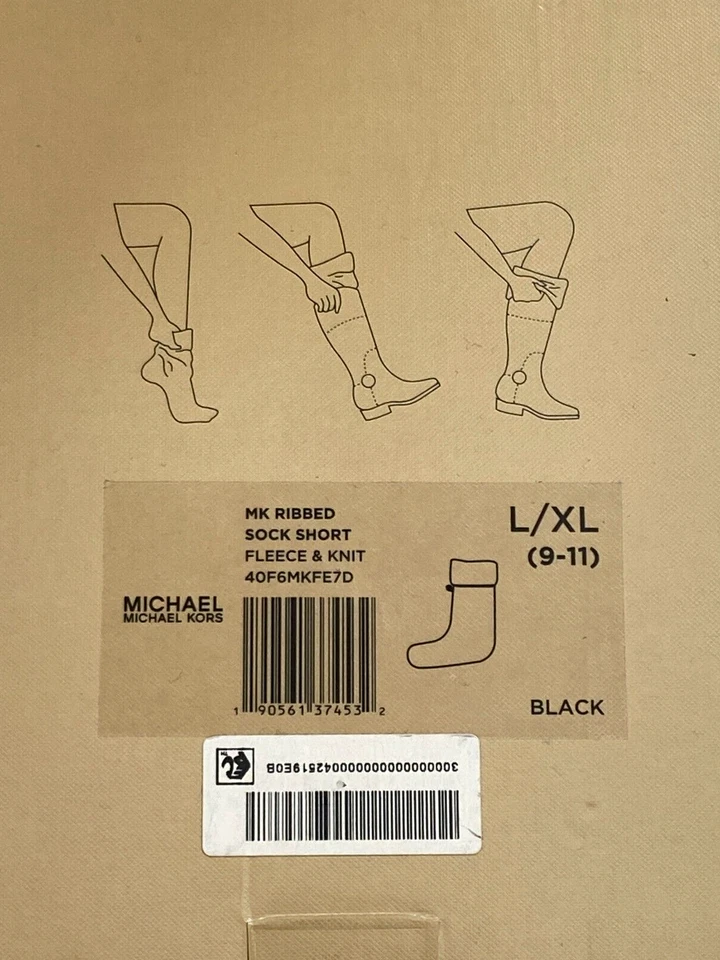 Michael Kors ~ Calcetines Bota Cortos Negro Cálido Polar ~ Talla L/XL ~ Nueva Caja Abierta Foto 2 de 3