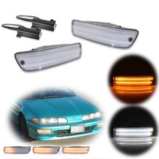 For 1992 1993 Acura Integra Dynamic Amberwhite Led Drl Turn Signal Lights Clear