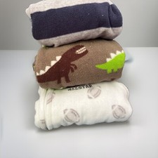 Carters Fleece Sleepers Boys 6 Mo Zip Up Footed LOT 3 Football Dino Firetruck