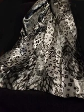 Semi Sheer Rectangular Scarf Black Gray Safari Animal Prints and Stripes 13 x 58