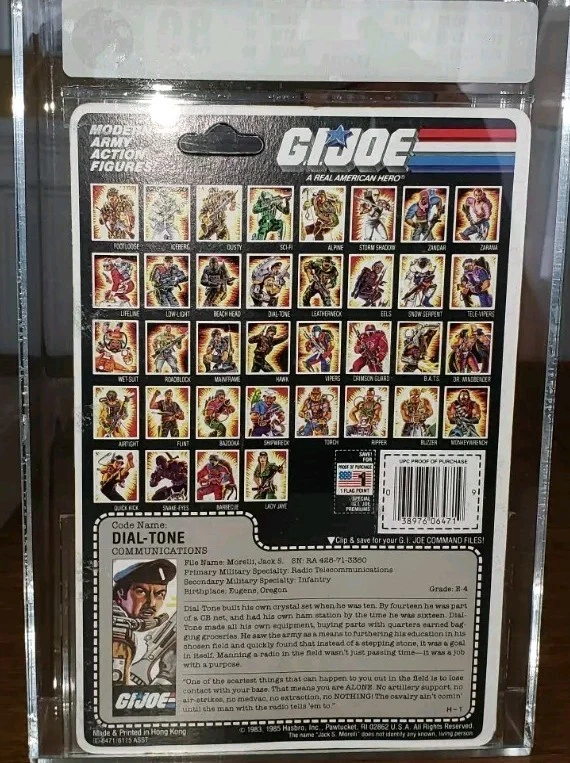 GI Joe 1986 Dial-Tone Series 5/36 Задняя Оценка AFA 80 NM C80, B80, F90 Hasbro Новая - Изображение 4 из 4