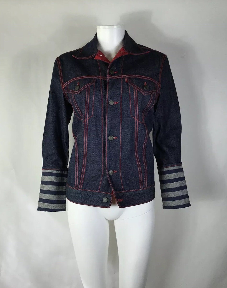 ジャケット・アウター Jean Paul Gaultier Kaishu Script Jacket Vtg Jean Paul Gaultier Levi's Striped Denim Jacket S | eBay
