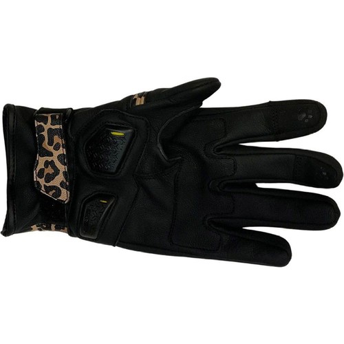 MotoGirl Bessie Ladies Leather Motorcycle Gloves Leopard Print - Picture 2 of 3