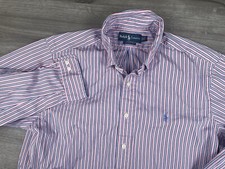 Ralph Lauren Button Down Mens Size 16 1/2, 34/35 Shirt Blue Plaid Classic Fit