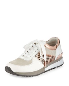 michael kors white and rose gold sneakers