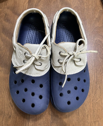 Crocs Navy \u0026 Tan Leather Islander 