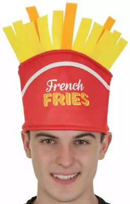 FRENCH FRY FRIES FAST JUNK FOOD STAND CARNIVAL FAIR COSTUME HAT RED YELLOW FUNNY