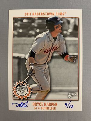 BRYCE HARPER 2011 Multi-Ad Hagerstown Suns Pro Debut Bat-Down ARTIST PROOF #9/10