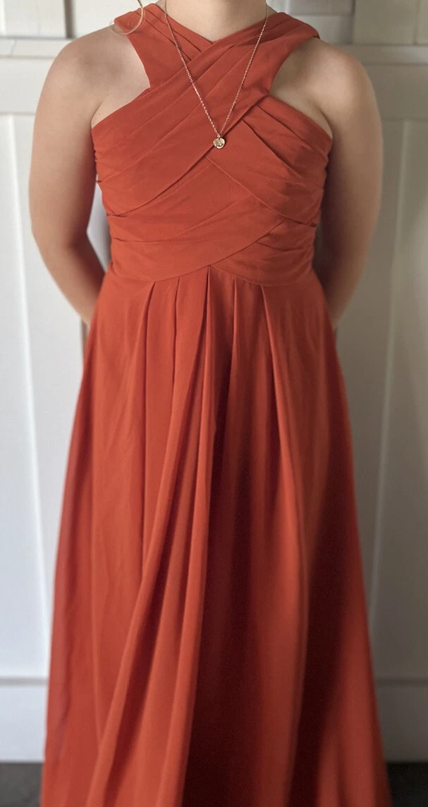 orange bridesmaid dresses ebay Popular Burnt Orange Satin Mermaid One Shoulder Long Cheap Custom Side Slit  Bridesmaid Dresses, MRB0190 main image 0