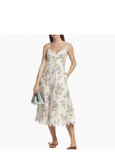ZIMMERMANN Appliqué Picnic Linen Midi Dress