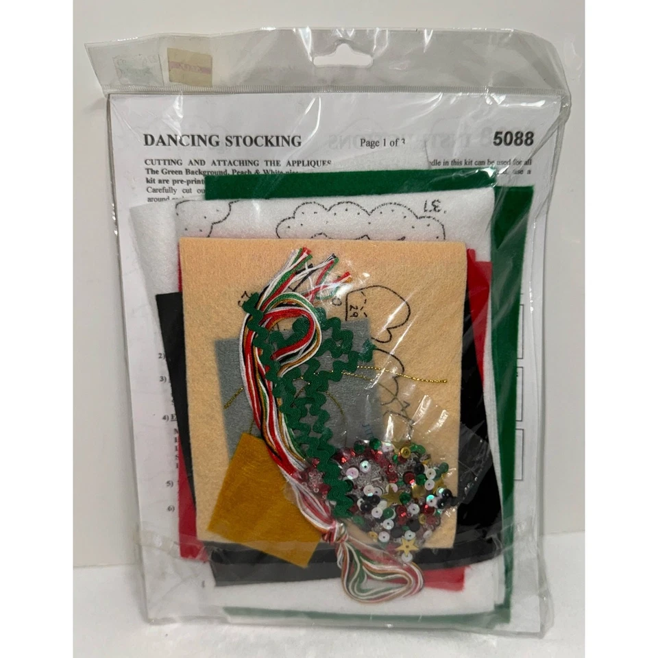 Design Works Felt Christmas Stocking Kit 18" NIP Dancing Claus 5088 Santa - Image 3 of 4