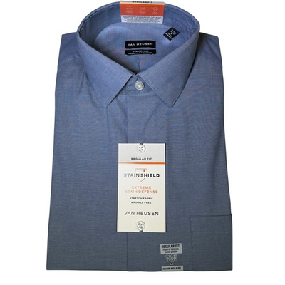 #ad Van Heusen Men#x27;s Regular Fit Stain Shield Dress Shirt blue 15 15.5 34 35 $60 $25.50
