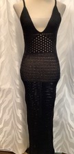 Pretty Little Thing Black Crochet Long Bodycon Dress 6
