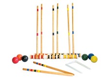 Triumph Sports Six Player Croquet Sets with 6 Wood Mallets, Balls, and Carryi...