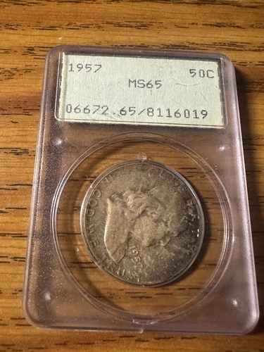 1957-P FRANKLIN 50C PCGS MS65 IN A RATTLER HOLDER