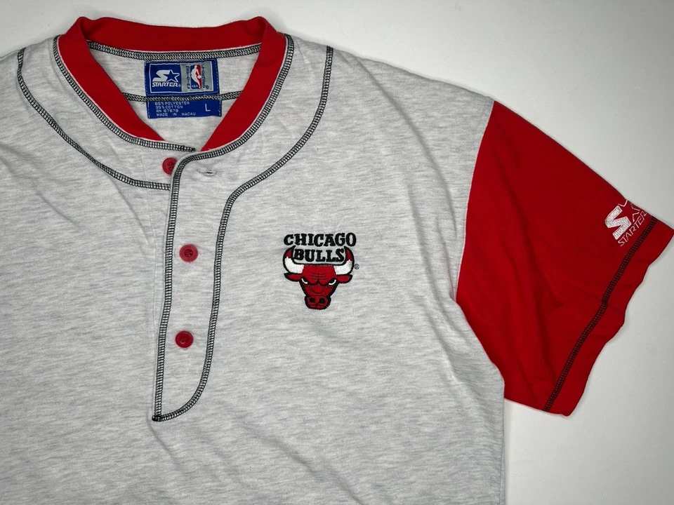 Camiseta de béisbol vintage Starter x Chicago Bulls Henley años 90 Jordan Pippen L Foto 2 de 4