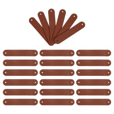 24Pcs Leather Tags, 85mm Leather Labels Handmade with 2 Holes,Brown