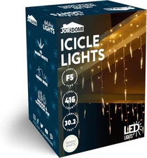 Joiedomi 416 LED Warm White Christmas Icicle Lights 78 Meteor Drops 30.2 ft