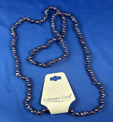 Coldwater Creek Amethyst Chip Perlen Halskette 17'' NEU mit Etikett ursprünglich $45