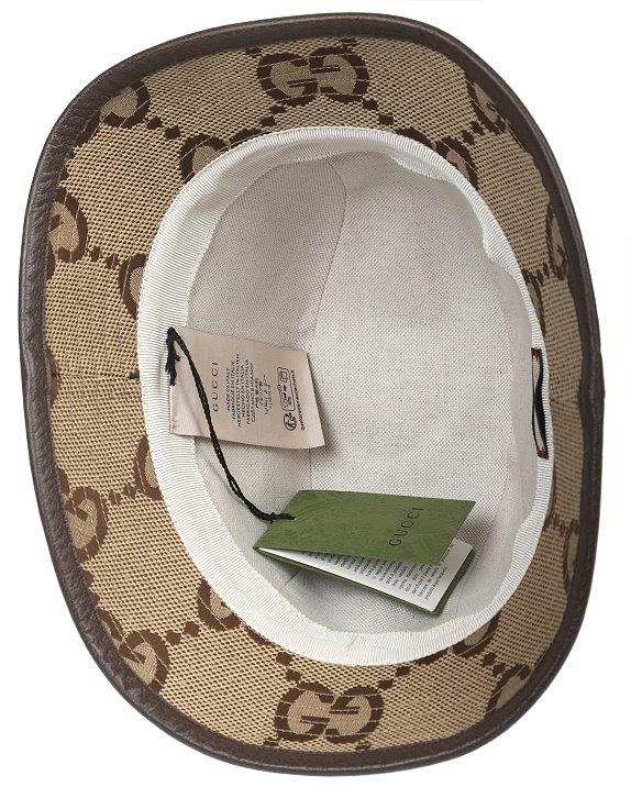 NEW GUCCI JUMBO GG LOGO BEIGE BROWN BUCKET FEDORA HAT LARGE 