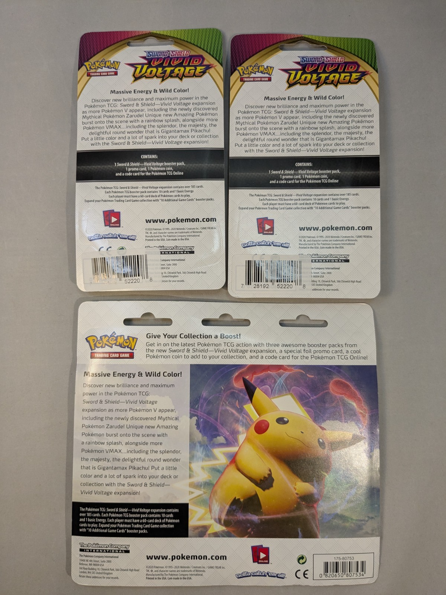Pokemon Sword & Shield Vivid Voltage Booster Packs Galar Starter Promos  Sealed