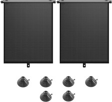 18"x14" Roller Car Window Shade with Suction Cups Black 2PK