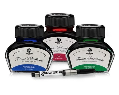 3 x 30 ml Octopus Schreibtinte mit Tinten-Konverter