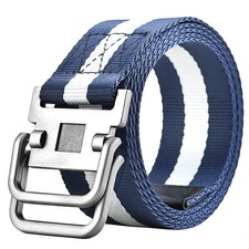 Canvas Belt Unisex Double Loop Buckle Casual Cargo Jeans Student Wear Belts
