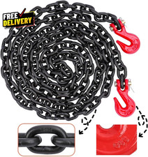G80 Grade 80 Transport Tow Chain 1/2 Inch x 20 FT with Hooks Heavy Duty…