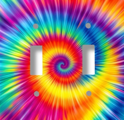 Colorful Tie Dye Unbreakable Midway Decorative Double Light Cover Wall Plate