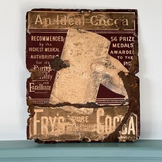Antique Fry’s Pure Concentrated Cocoa Enamel Advertising Sign Original Rare