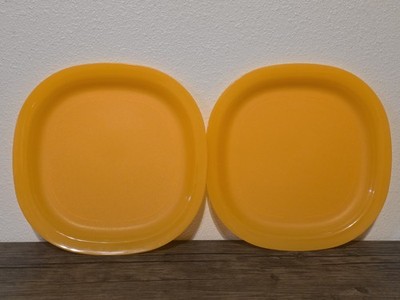 Tupperware Impressions Orange Luncheon Plates Set of 2 Retro Kitchenware