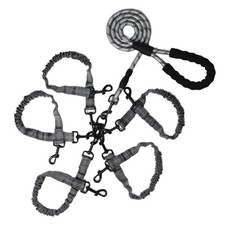 5 Way Dog Leash Rope Bungee Three Leash with Padded Handle for 3 Dogs Gray