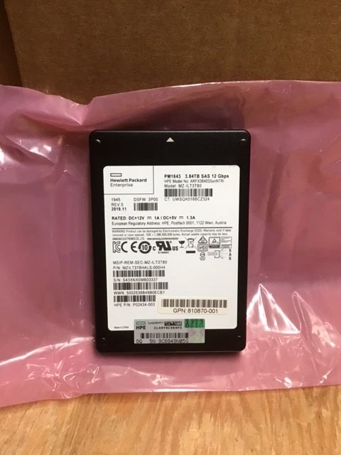 Disco duro de almacenamiento de servidor HP Samsung 3,84 TB SSD SAS 2,5 6G Dell Supermicro 4 TB Foto 2 de 3
