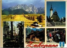 Zakopane Poland Multi-View Postcard Giewont Mountains Church Market 1999 Stamp
