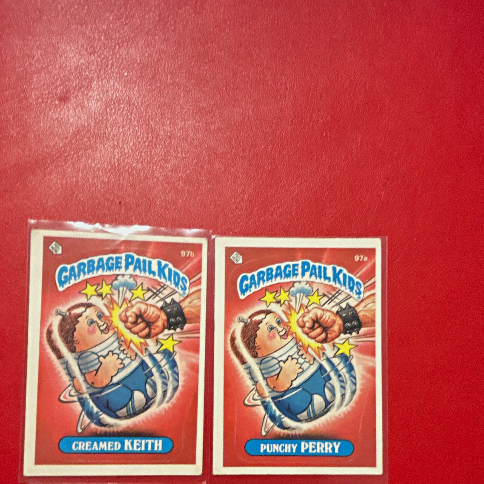 Topps 1986 Garbage Pail Kids 4-Card Lot Creamed Keith Punchy Perry 97a/97b